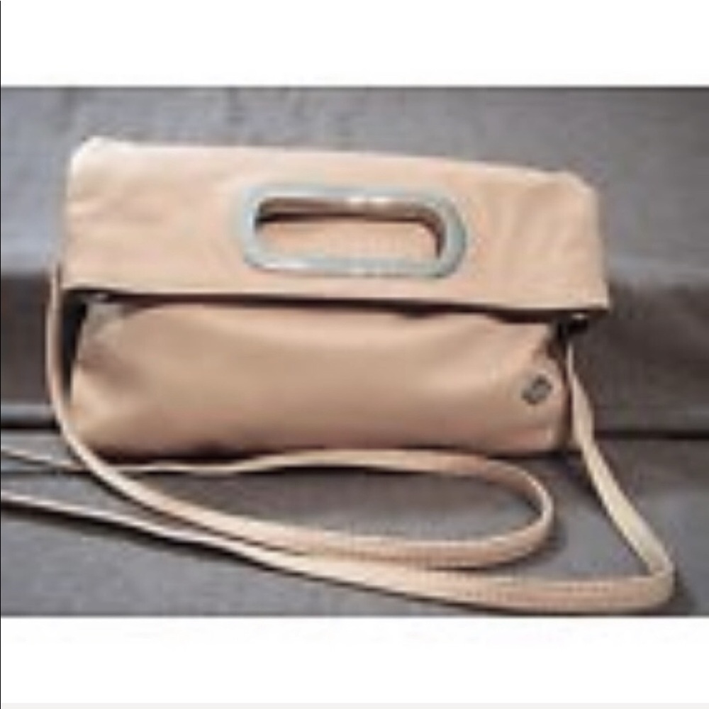 Genuine leather foldover mini crossbody clutch tan - Picture 5 of 7